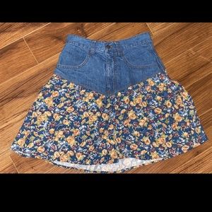 Short Denim and Floral Skirt